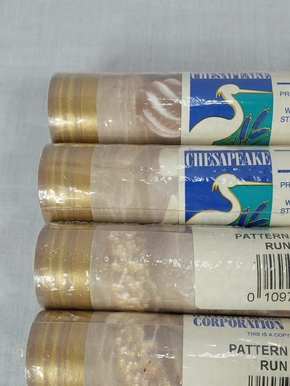 Chesapeake Border Wallpaper Rolls in Beige and Gold Set Of 7